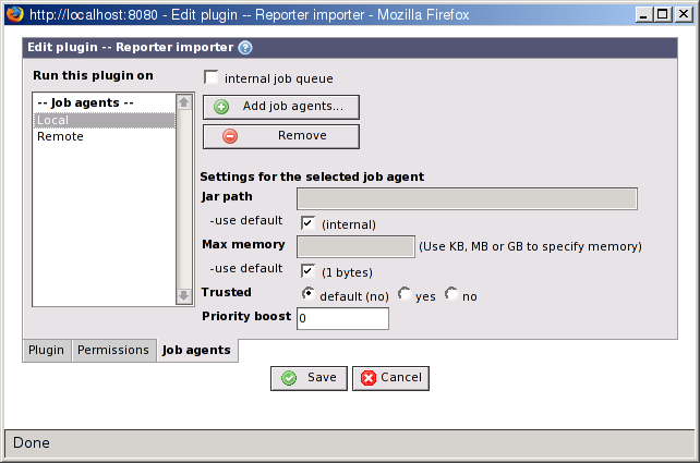 Select job agents for a plug-in