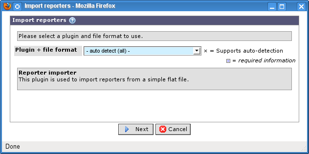 Select plug-in and file format