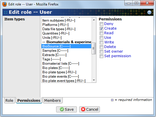Role permissions